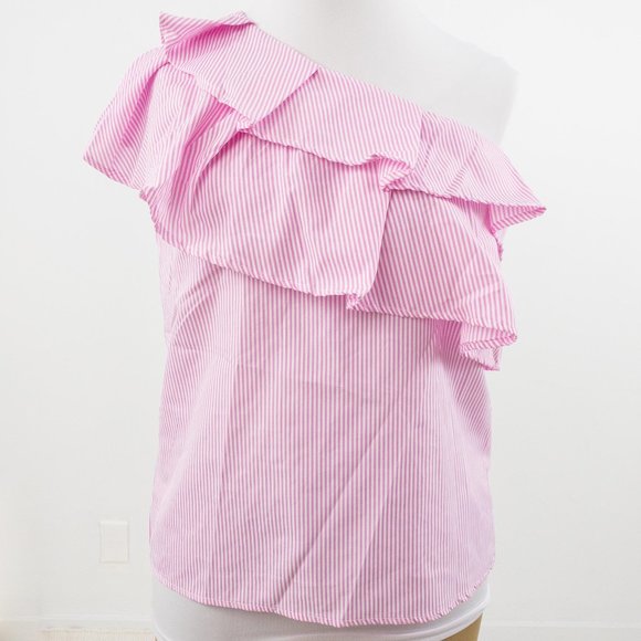 ASOS XL One Shoulder Ruffle Blouse Top Pink - Picture 1 of 7